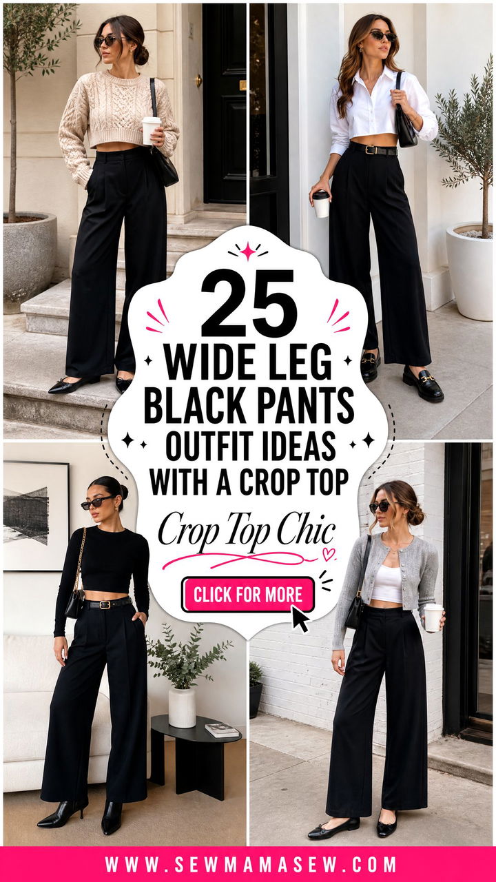 25 Wide Leg Black Pants Outfit Ideas With a Crop Top Made Chic - 25 Wide Leg Black Pants Outfit Ideas With a Crop Top Made Chic