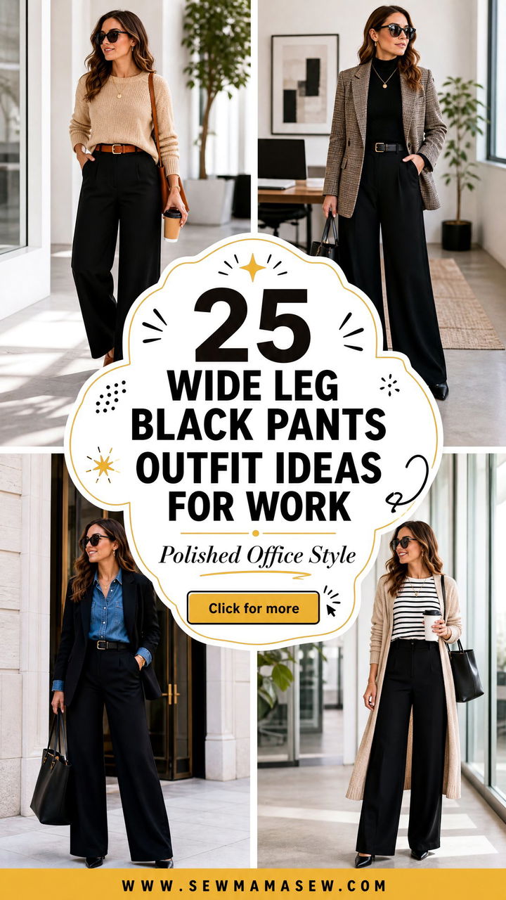25 Wide Leg Black Pants Outfit Ideas for Work That Look Polished - 25 Wide Leg Black Pants Outfit Ideas for Work That Look Polished