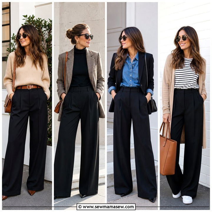 25 Wide Leg Black Pants Outfit Ideas for Work That Look Polished