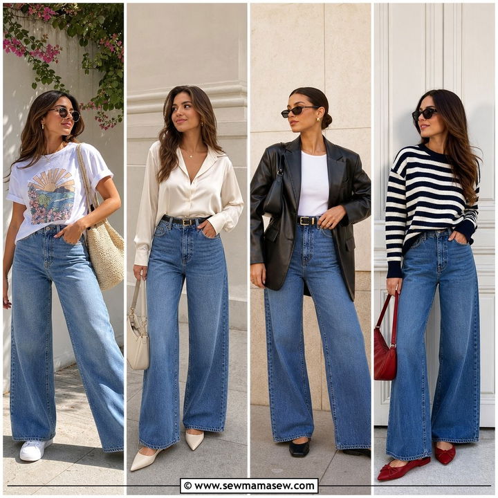 25 Wide Leg Jeans Outfit Ideas With Flats for Easy Chic Looks
