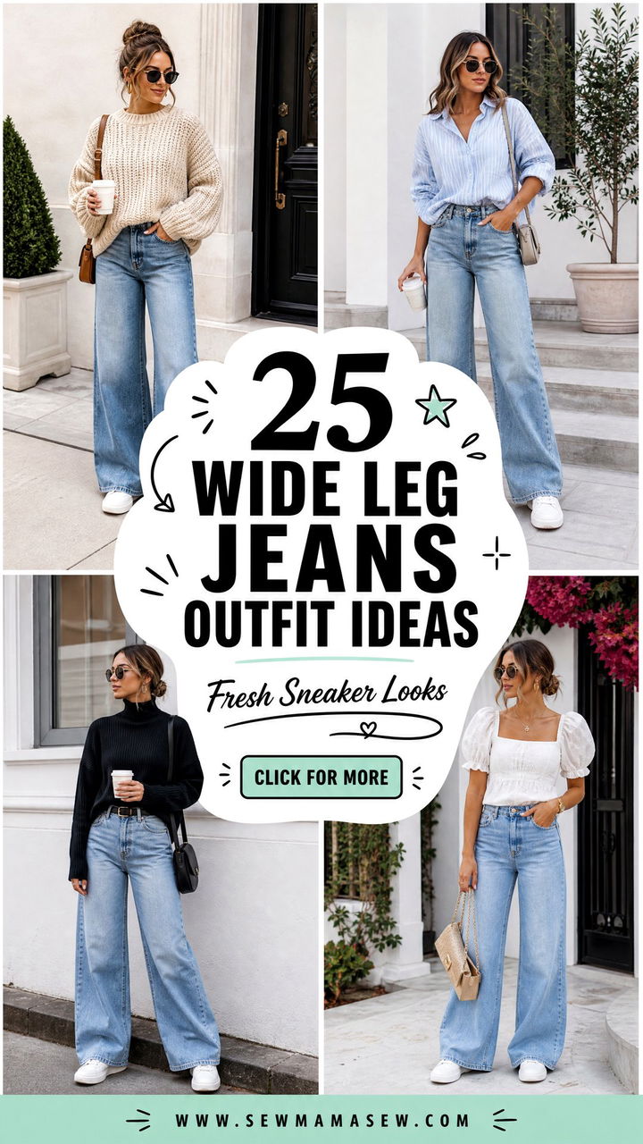 25 Wide Leg Jeans Outfit Ideas With White Sneakers Fresh Looks - 25 Wide Leg Jeans Outfit Ideas With White Sneakers: Fresh Looks