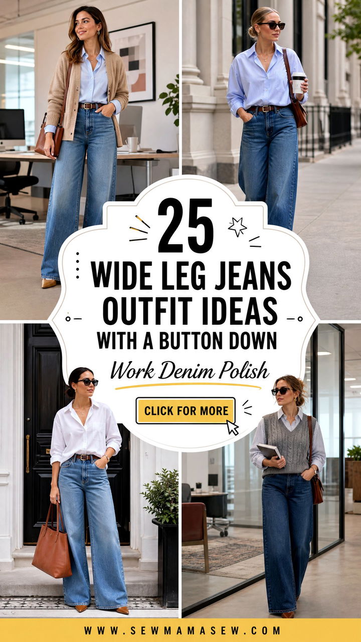 25 Wide Leg Jeans Outfit Ideas With a Button Down for Work - 25 Wide Leg Jeans Outfit Ideas With a Button Down for Work