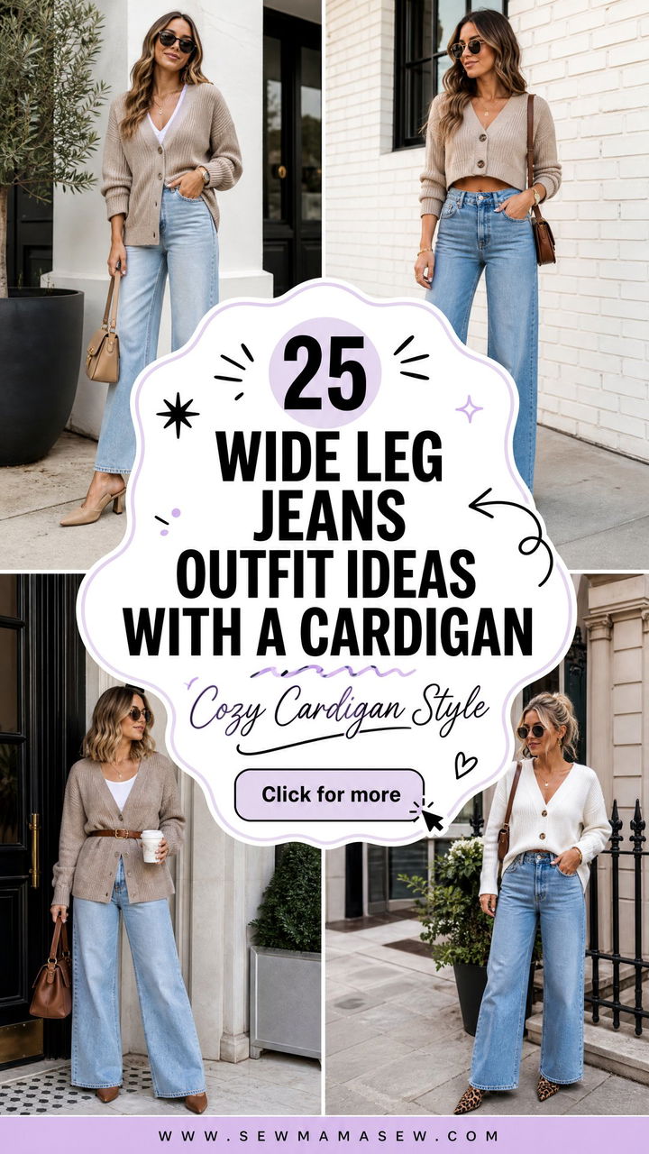 25 Wide Leg Jeans Outfit Ideas With a Cardigan for Cozy Style - 25 Wide Leg Jeans Outfit Ideas With a Cardigan for Cozy Style