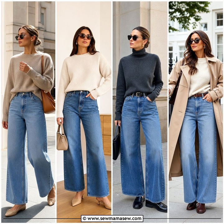 25 Wide Leg Jeans Outfit Ideas With a Sweater for Cozy Days
