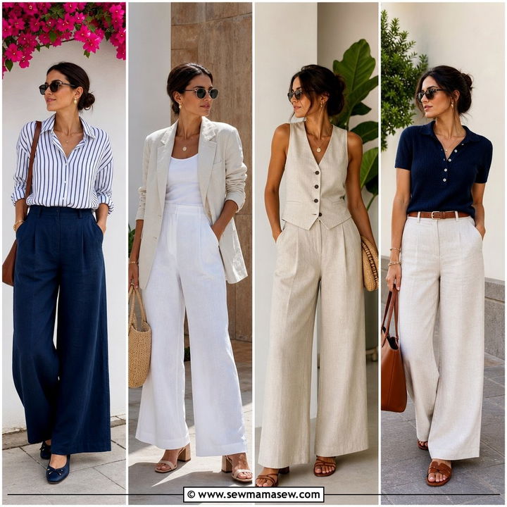 25 Wide Leg Linen Pants Outfit Ideas For Work: Office Chic