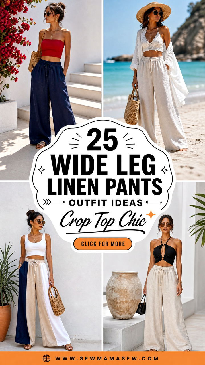 25 Wide Leg Linen Pants Outfit Ideas With A Crop Top Chic - 25 Wide Leg Linen Pants Outfit Ideas With A Crop Top: Chic