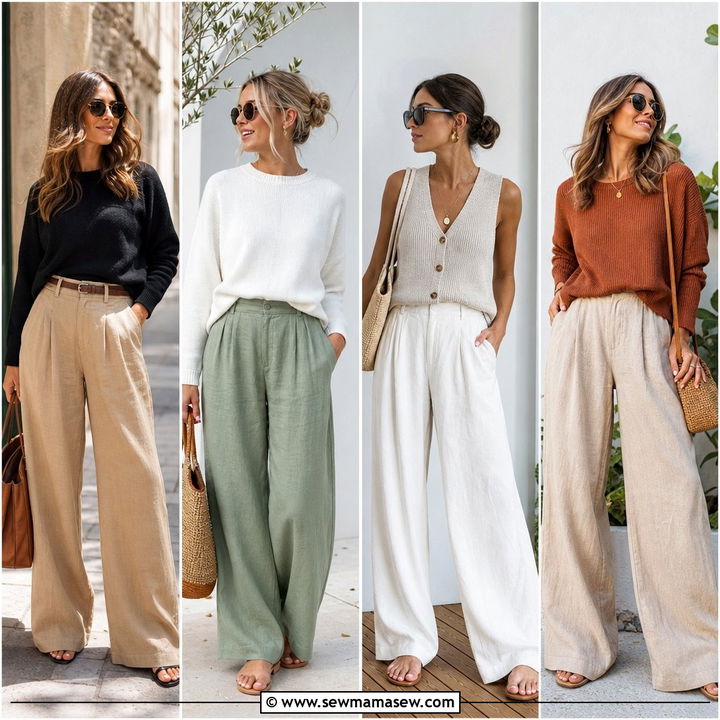25 Wide Leg Linen Pants Outfit Ideas With A Sweater: Cozy Chic
