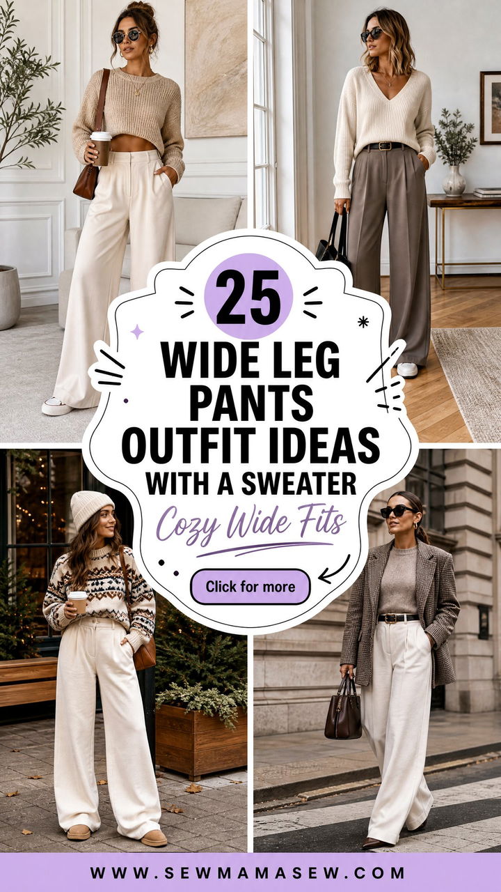 25 Wide Leg Pants Outfit Ideas With a Sweater Cozy Looks - 25 Wide Leg Pants Outfit Ideas With a Sweater: Cozy Looks