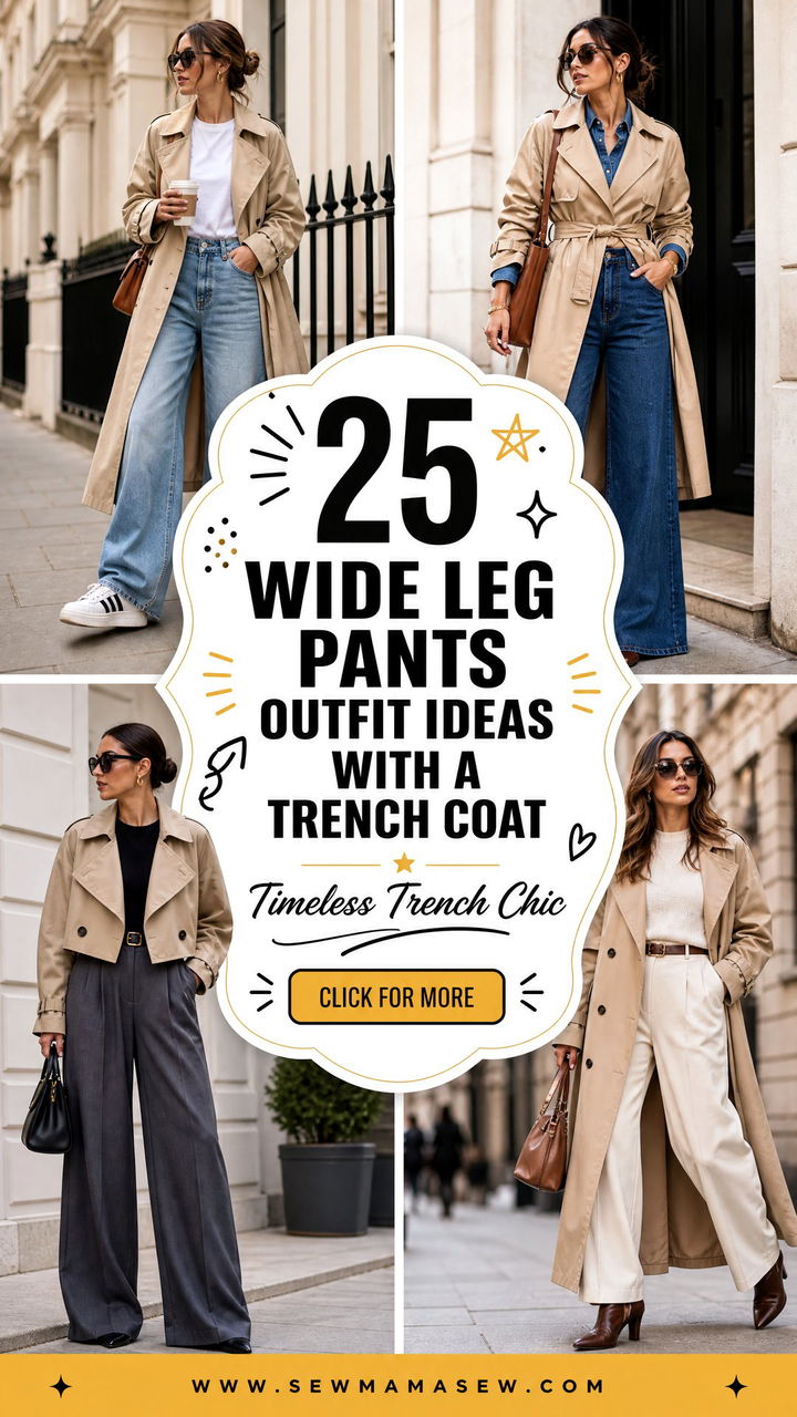 25 Wide Leg Pants Outfit Ideas With a Trench Coat Chic - 25 Wide Leg Pants Outfit Ideas With a Trench Coat: Chic
