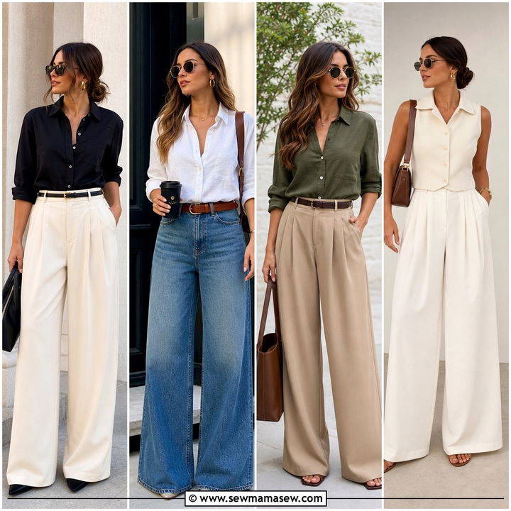 25 Wide Leg Trousers Outfit Ideas With A Button Down To Try