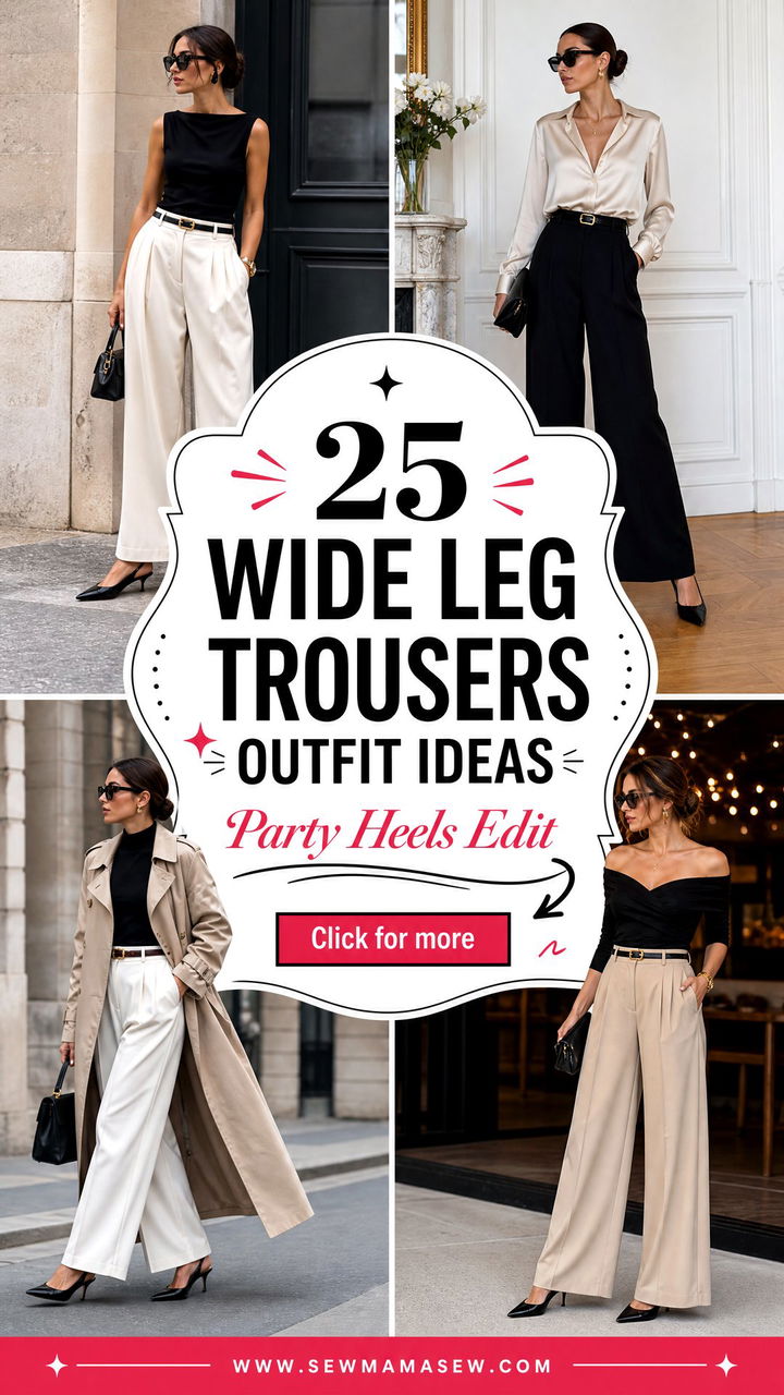 25 Wide Leg Trousers Outfit Ideas With Heels for Parties - 25 Wide Leg Trousers Outfit Ideas With Heels for Parties