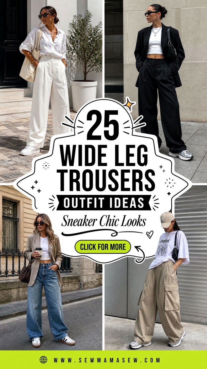 25 Wide Leg Trousers Outfit Ideas With Sneakers - 25 Wide Leg Trousers Outfit Ideas With Sneakers