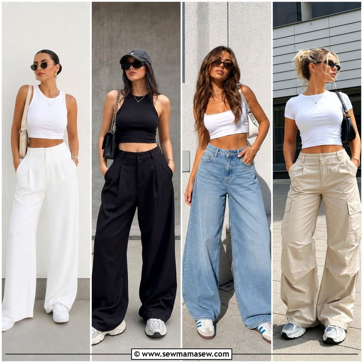 25 Wide Leg Trousers Outfit Ideas With Sneakers