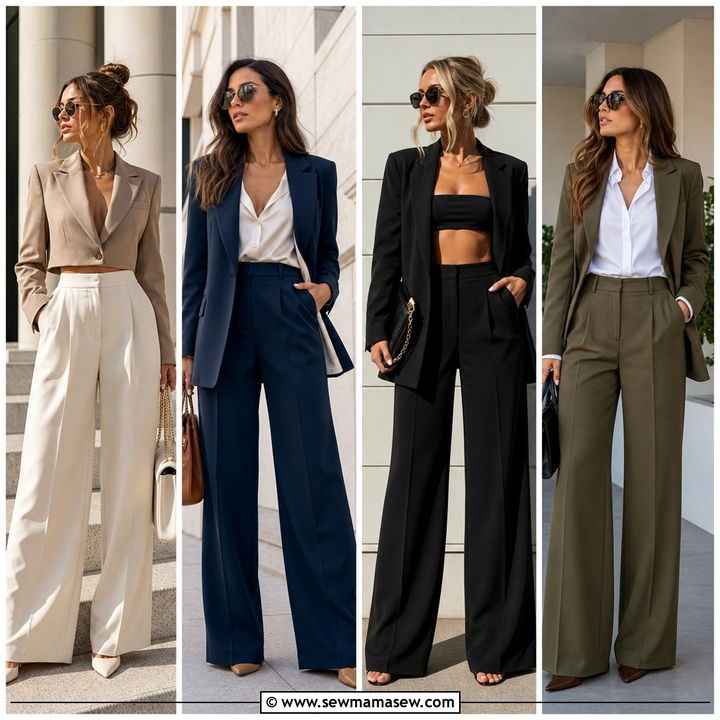 25 Wide Leg Trousers Outfit Ideas With a Blazer Office Chic