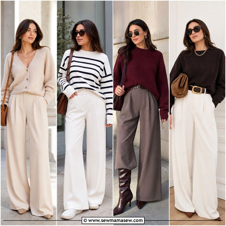 25 Wide Leg Trousers Outfit Ideas With a Sweater: Cozy Looks