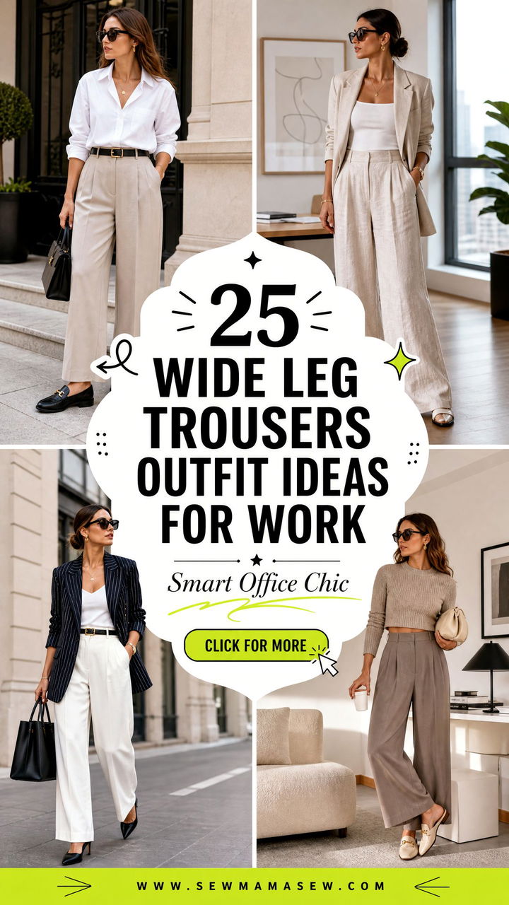 25 Wide Leg Trousers Outfit Ideas for Work Office Chic - 25 Wide Leg Trousers Outfit Ideas for Work: Office Chic