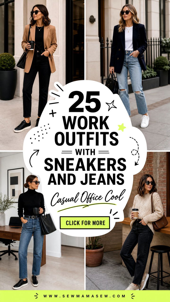 25 Work Outfits With Sneakers And Jeans Casual Office Looks - 25 Work Outfits With Sneakers And Jeans: Casual Office Looks