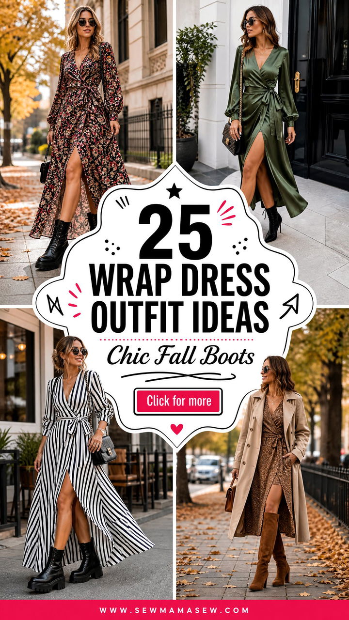 25 Wrap Dress Outfit Ideas With Boots for Chic Fall Looks - 25 Wrap Dress Outfit Ideas With Boots for Chic Fall Looks