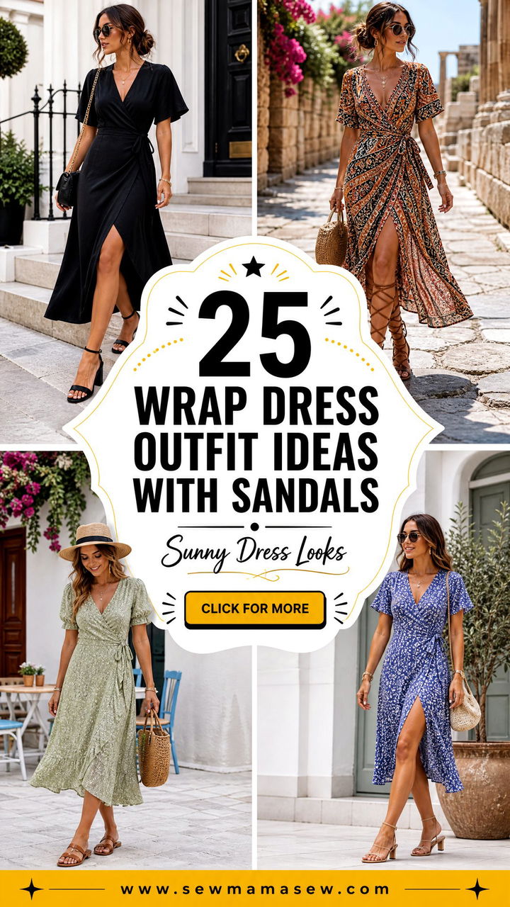 25 Wrap Dress Outfit Ideas With Sandals for Sunny Days - 25 Wrap Dress Outfit Ideas With Sandals for Sunny Days