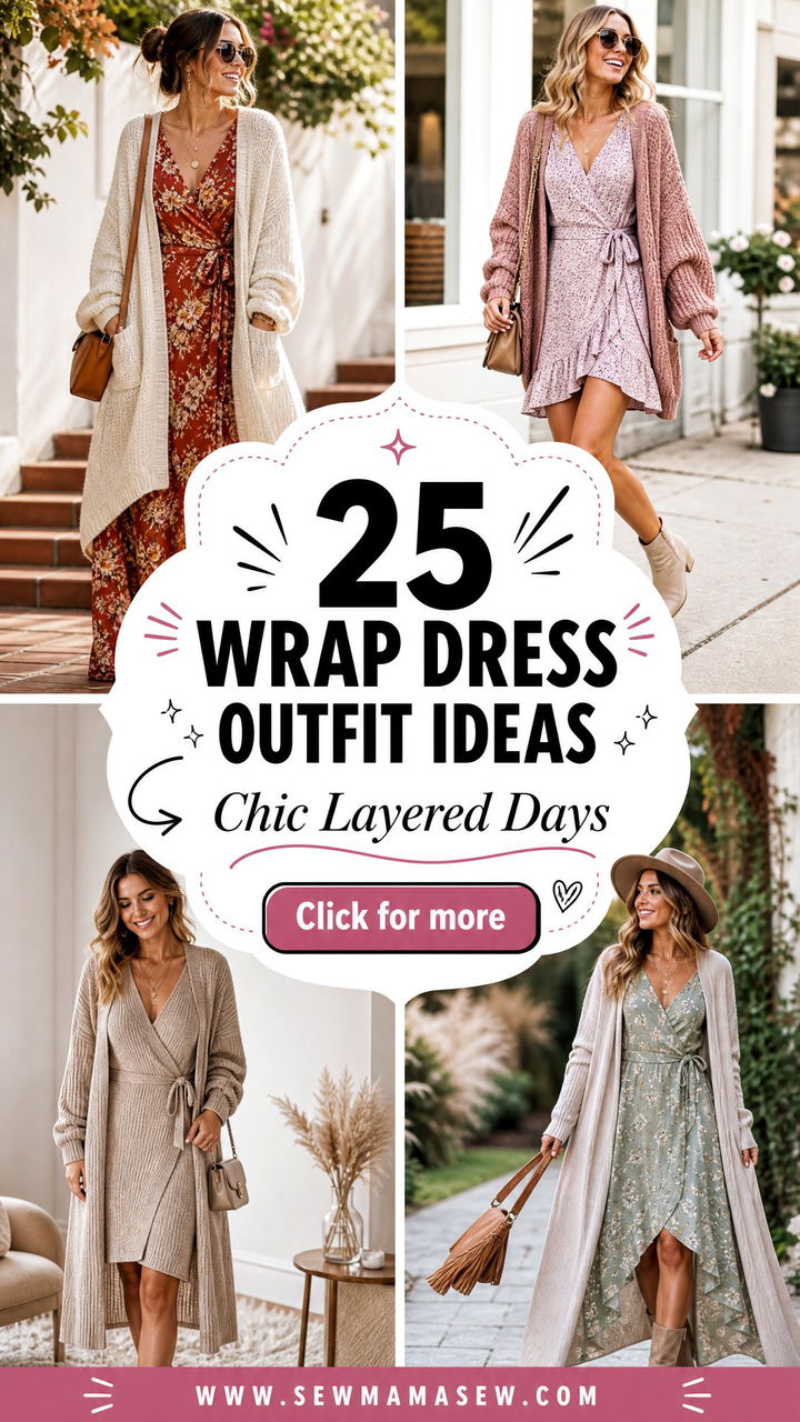 25 Wrap Dress Outfit Ideas With a Cardigan for Chic Days - 25 Wrap Dress Outfit Ideas With a Cardigan for Chic Days