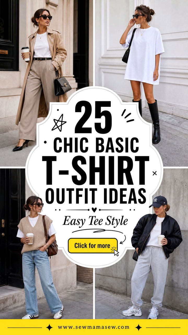 25 chic basic t-shirt outfit ideas Easy Looks to Love - 25 chic basic t-shirt outfit ideas: Easy Looks to Love
