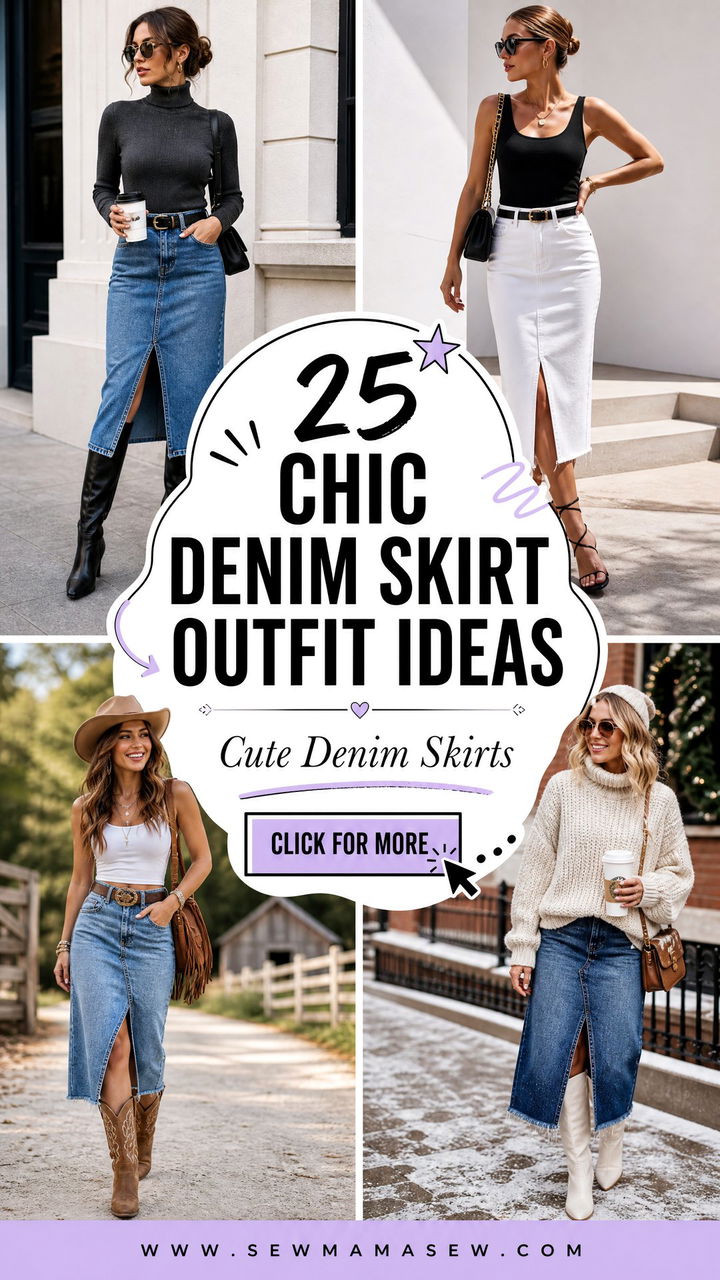 25 chic denim skirt outfit ideas Cute Looks for Every Day - 25 chic denim skirt outfit ideas: Cute Looks for Every Day