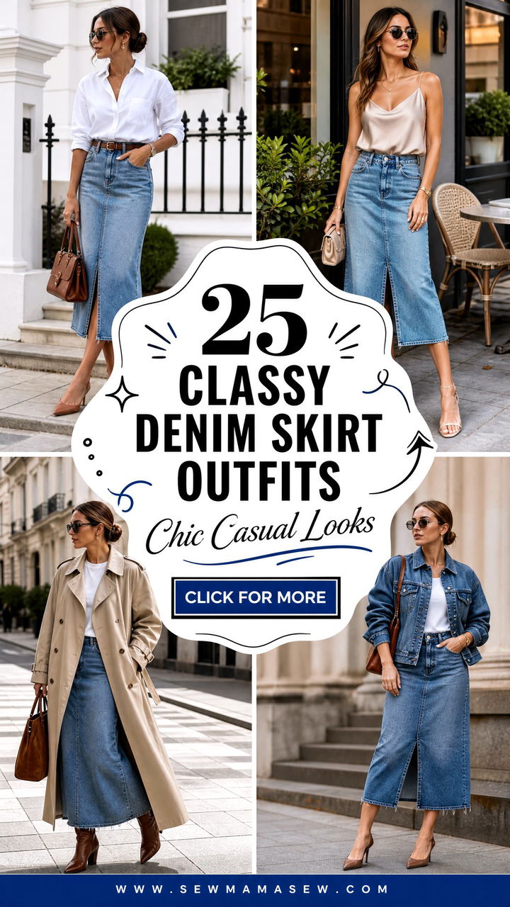 25 classy denim skirt outfits for Chic Casual Looks Now - 25 classy denim skirt outfits for Chic Casual Looks Now