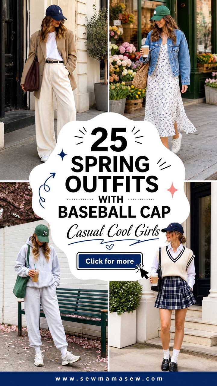 25 spring outfits with baseball cap for Casual Cool-Girls - 25 spring outfits with baseball cap for Casual Cool-Girls