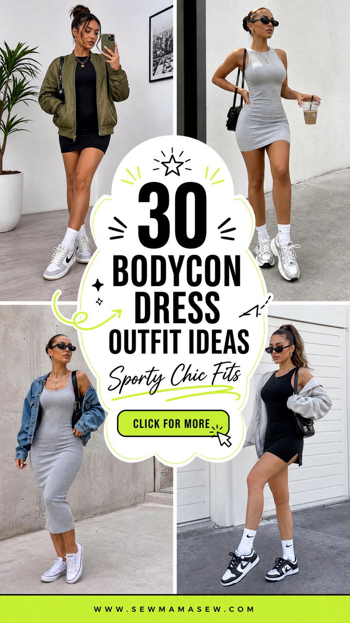 30 Bodycon Dress Outfit Ideas With Sneakers Sporty Chic - 30 Bodycon Dress Outfit Ideas With Sneakers: Sporty Chic