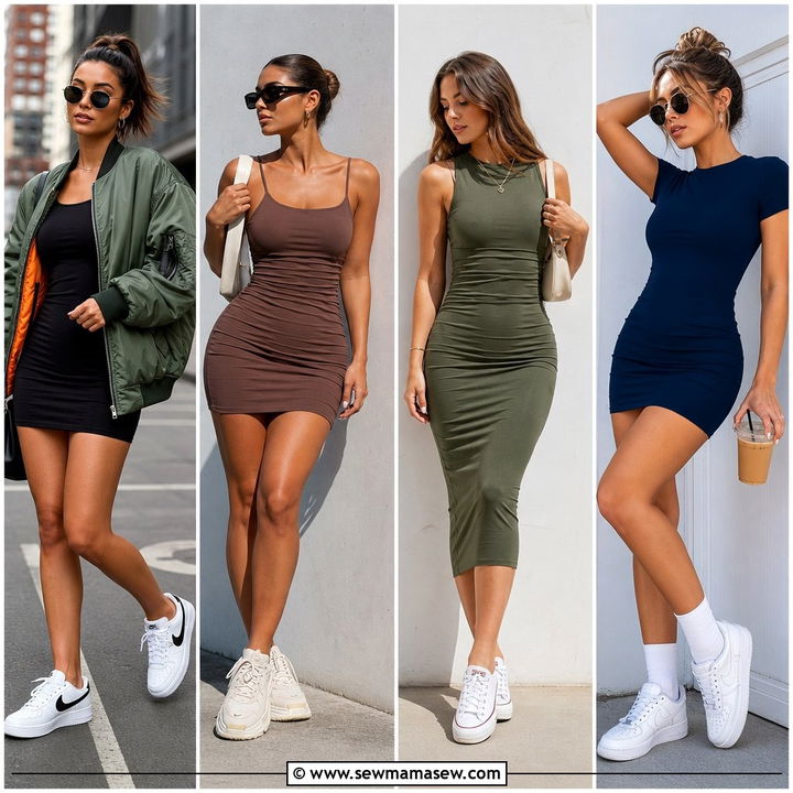 30 Bodycon Dress Outfit Ideas With Sneakers: Sporty Chic