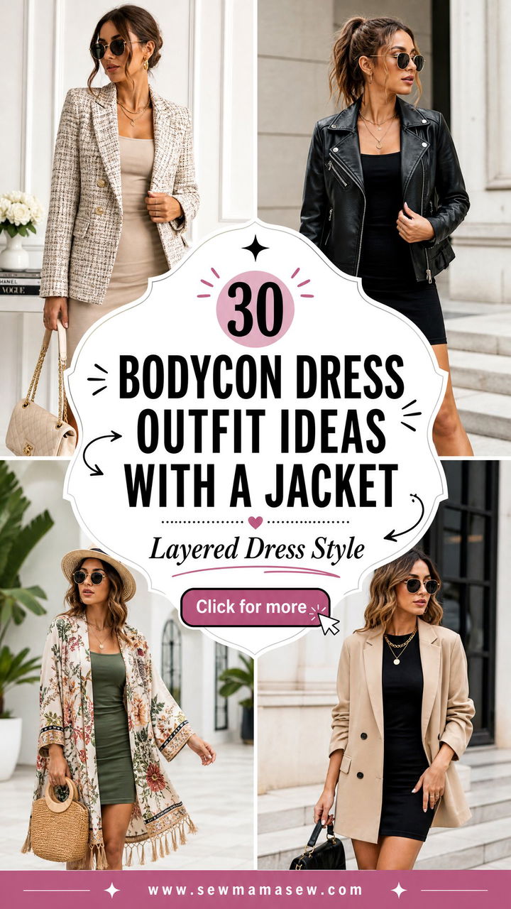 30 Bodycon Dress Outfit Ideas With a Jacket to Try Now - 30 Bodycon Dress Outfit Ideas With a Jacket to Try Now