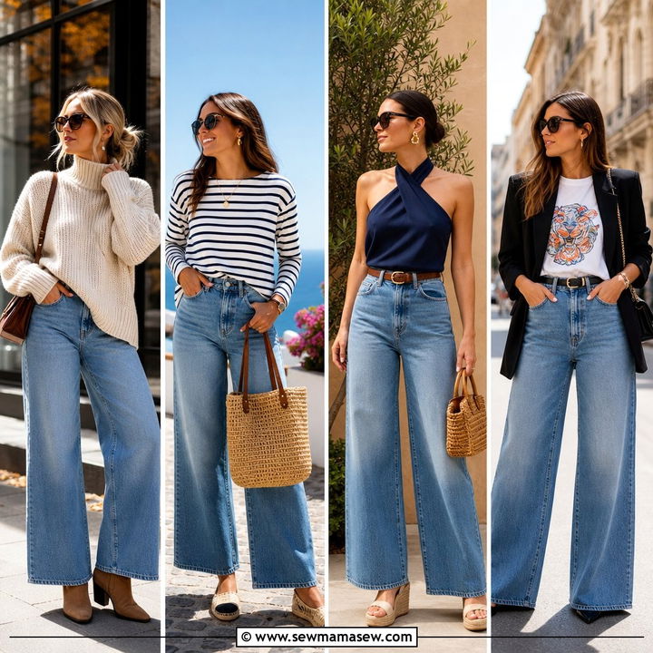 30 Classy Wide Leg Jeans Outfits for Elevated Denim