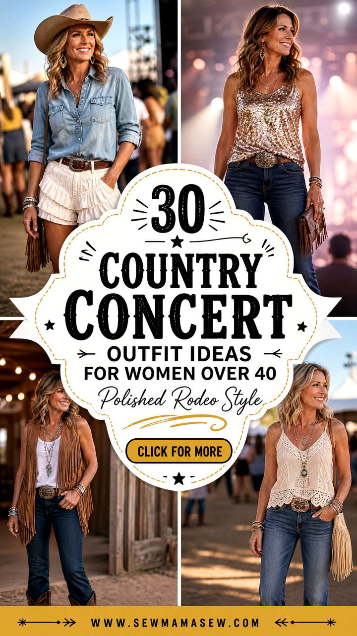 30 Country Concert Outfit Ideas For Women Over 40 Chic - 30 Country Concert Outfit Ideas For Women Over 40: Chic