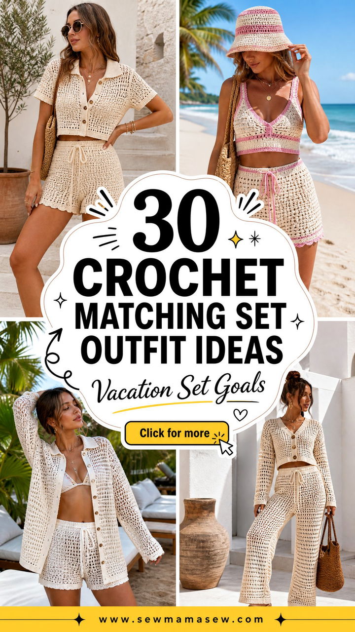 30 Crochet Matching Set Outfit Ideas Summer Trips Need - 30 Crochet Matching Set Outfit Ideas Summer Trips Need