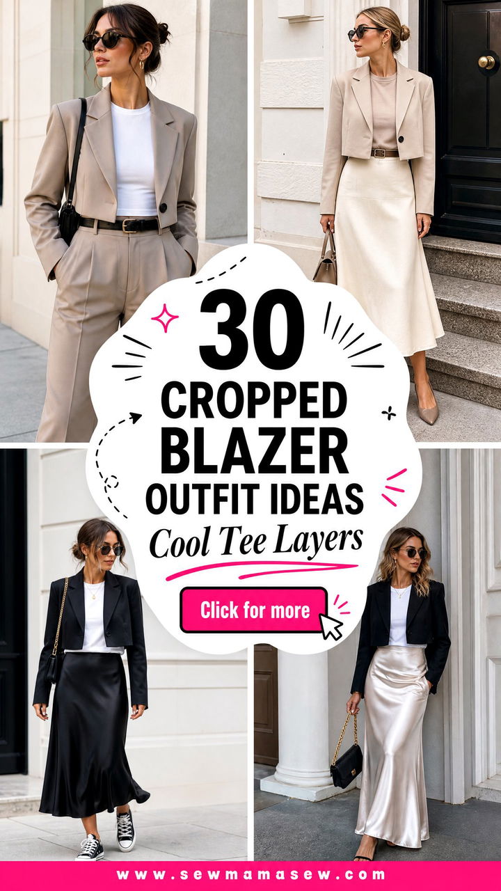 30 Cropped Blazer Outfit Ideas With a T-Shirt for Cool Layers - 30 Cropped Blazer Outfit Ideas With a T-Shirt for Cool Layers
