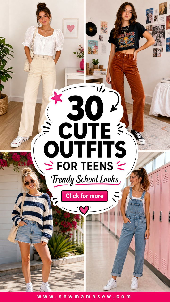 30 Cute Outfits for Teens Trendy Looks for School Days - 30 Cute Outfits for Teens: Trendy Looks for School Days