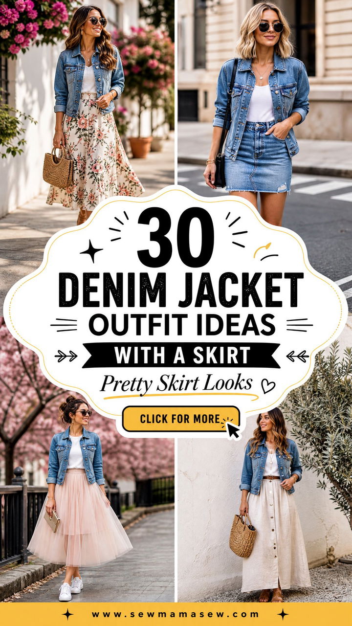 30 Denim Jacket Outfit Ideas With a Skirt Pretty Looks - 30 Denim Jacket Outfit Ideas With a Skirt: Pretty Looks