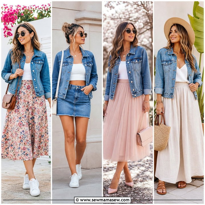 30 Denim Jacket Outfit Ideas With a Skirt: Pretty Looks
