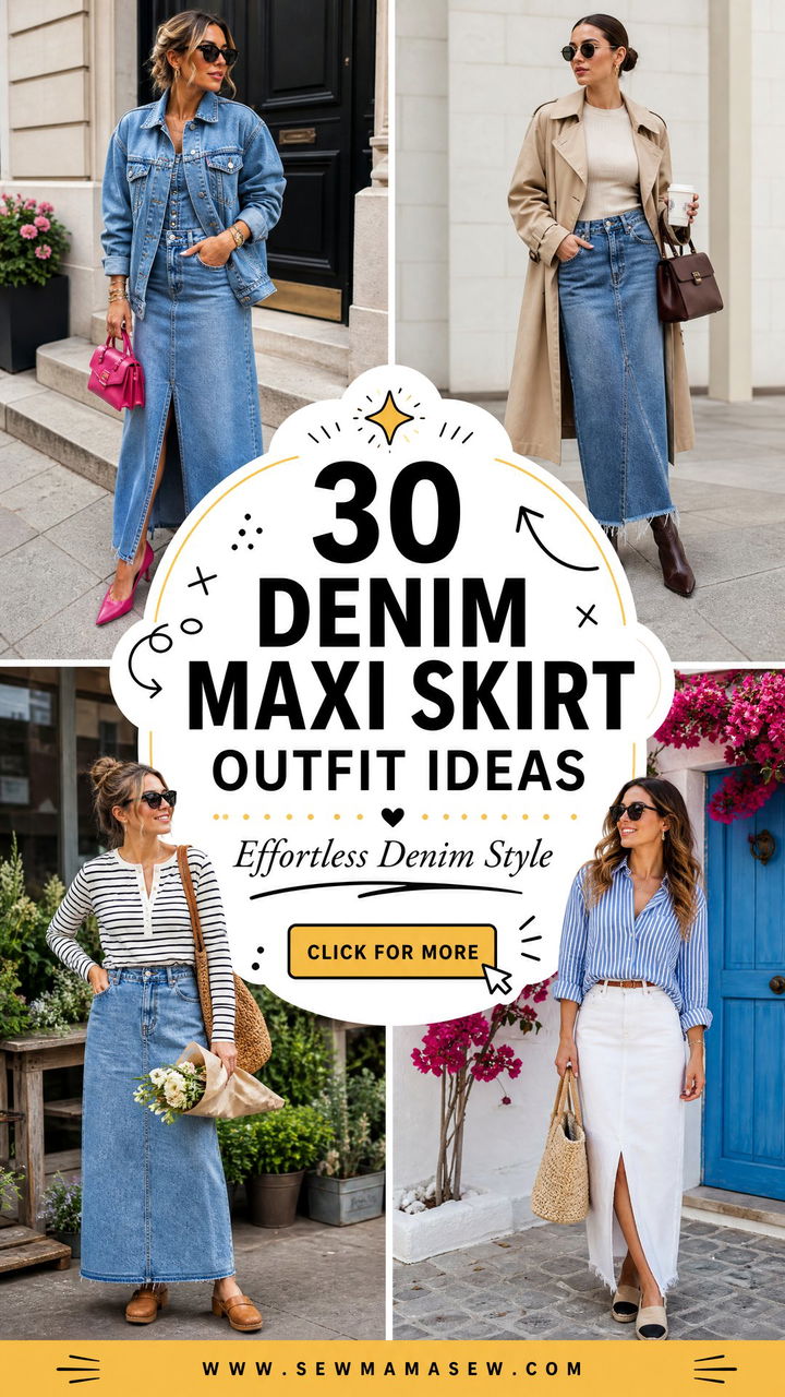 30 Denim Maxi Skirt Outfit Ideas for Effortless Style - 30 Denim Maxi Skirt Outfit Ideas for Effortless Style