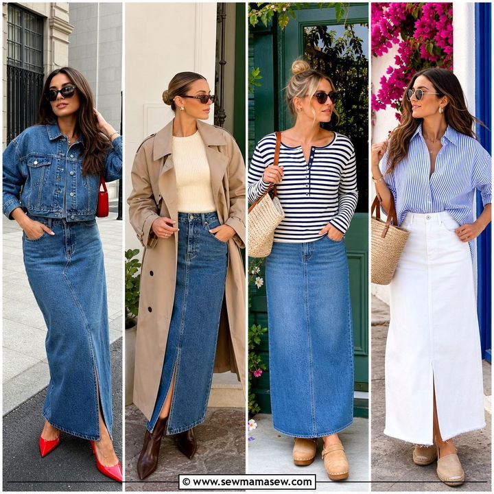 30 Denim Maxi Skirt Outfit Ideas for Effortless Style