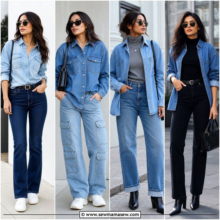 30 Denim Shirt and Jeans Outfit Ideas for Chic Days