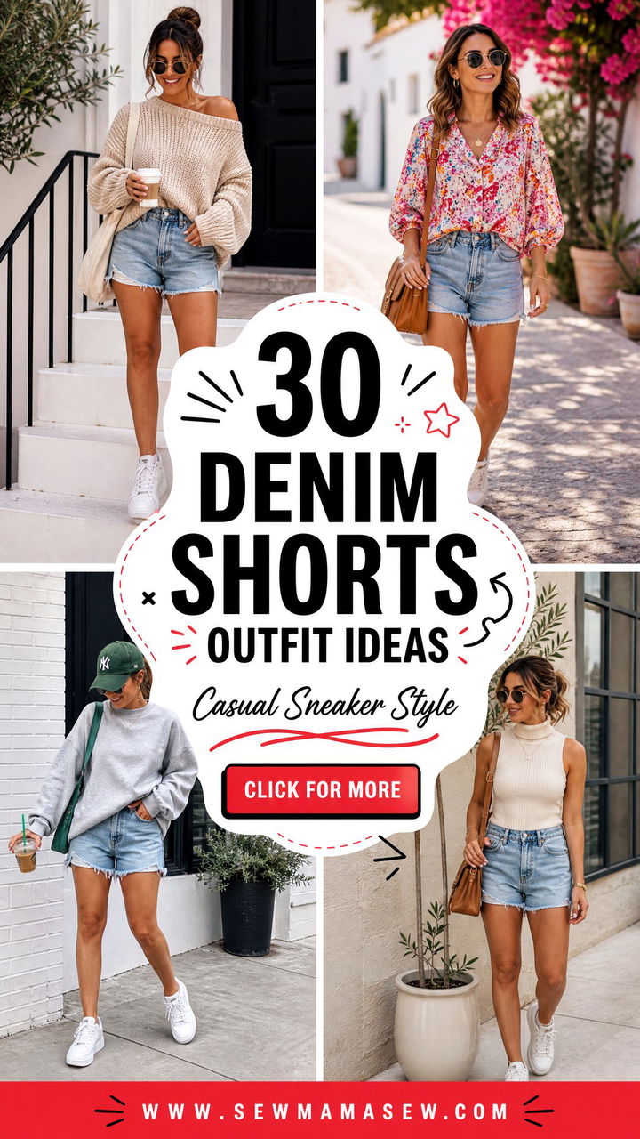 30 Denim Shorts Outfit Ideas With Sneakers for Casual Style - 30 Denim Shorts Outfit Ideas With Sneakers for Casual Style