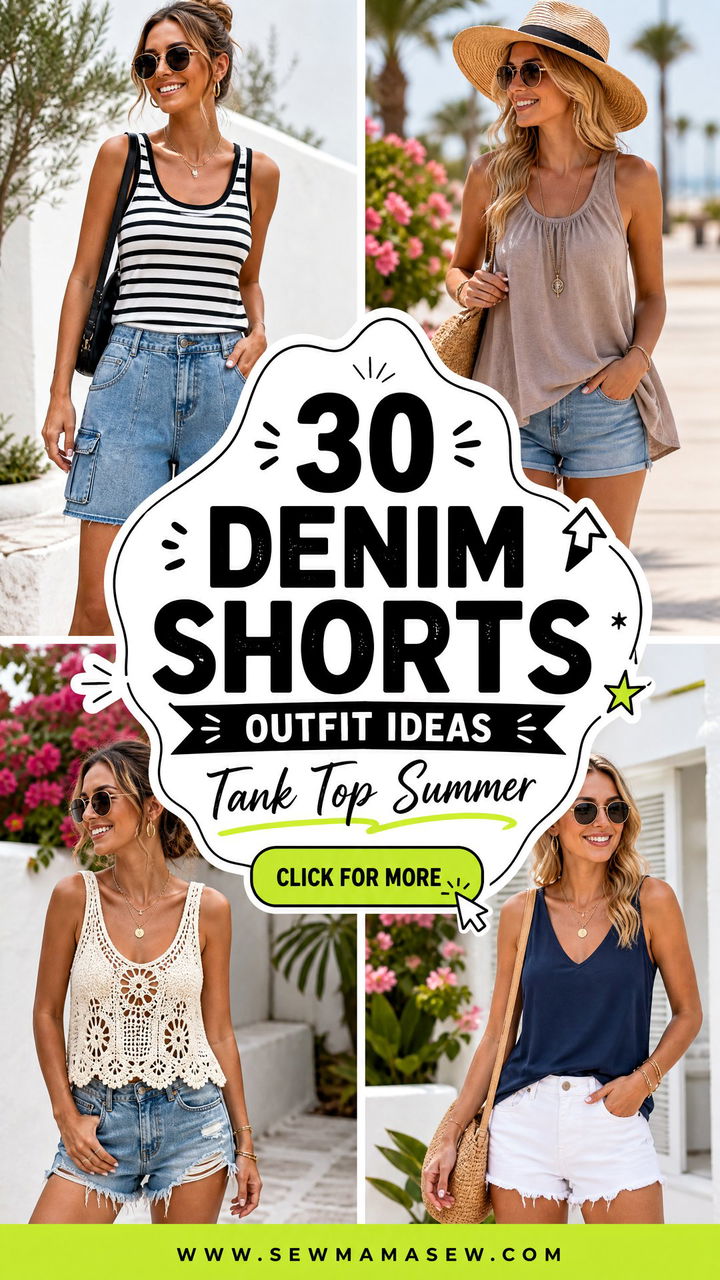 30 Denim Shorts Outfit Ideas With a Tank Top for Summer - 30 Denim Shorts Outfit Ideas With a Tank Top for Summer
