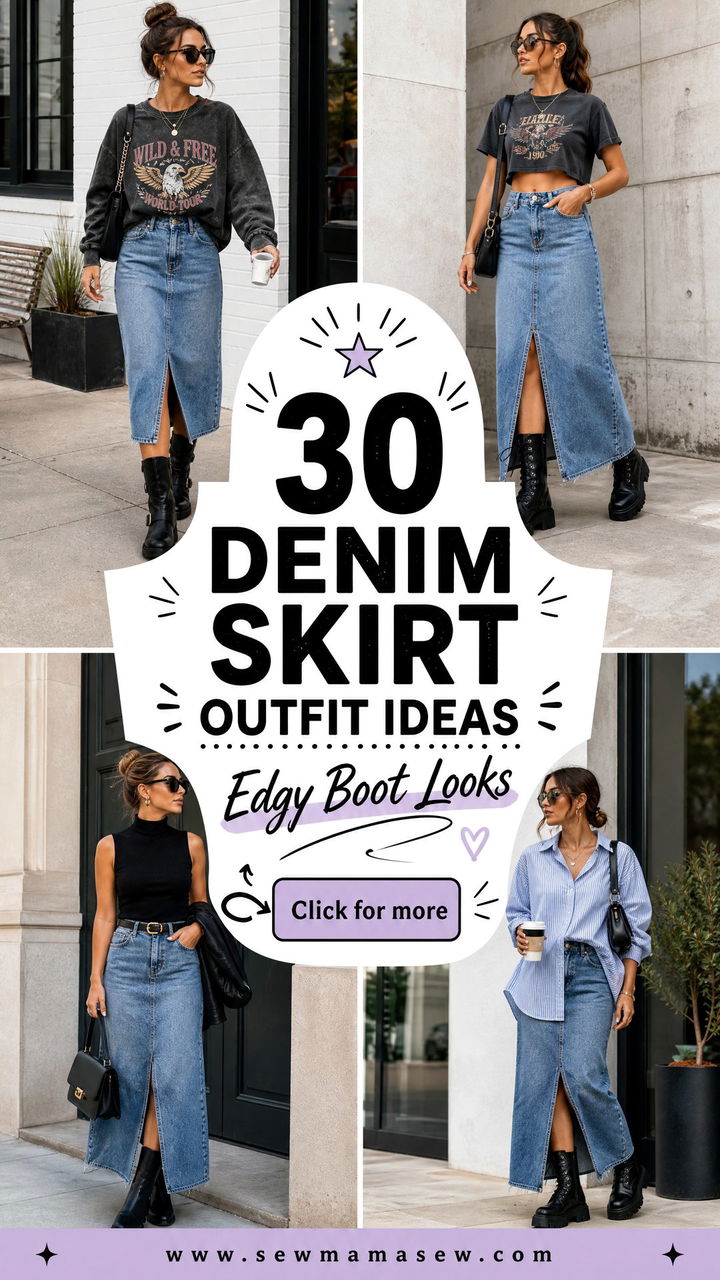 30 Denim Skirt Outfit Ideas With Boots for Edgy Everyday Style - 30 Denim Skirt Outfit Ideas With Boots for Edgy Everyday Style