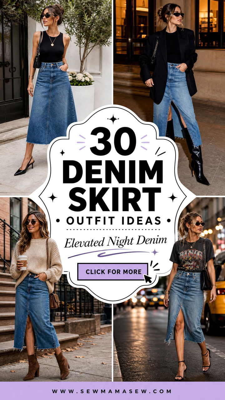 30 Denim Skirt Outfit Ideas With Heels for Elevated Nights - 30 Denim Skirt Outfit Ideas With Heels for Elevated Nights