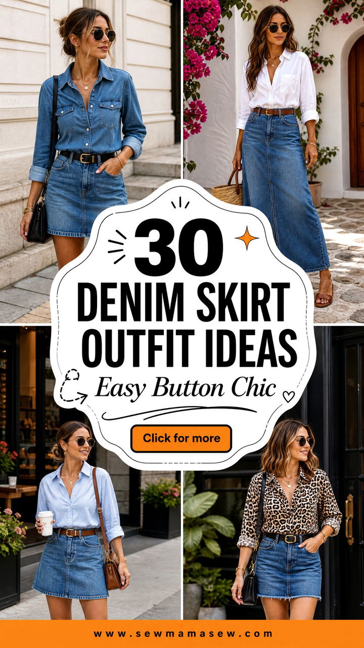 30 Denim Skirt Outfit Ideas With a Button Down for Easy Chic - 30 Denim Skirt Outfit Ideas With a Button Down for Easy Chic