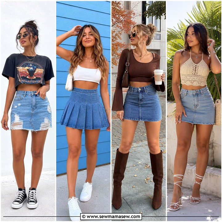 30 Denim Skirt Outfit Ideas With a Crop Top for Weekend Style