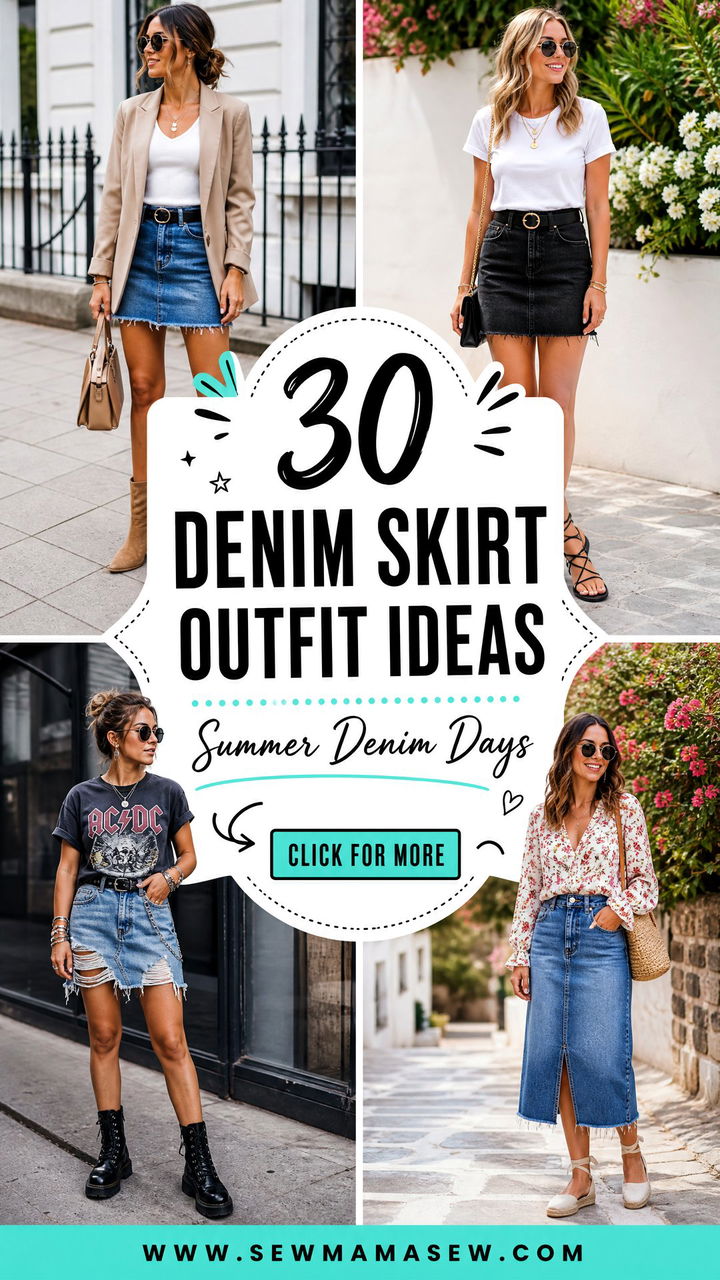30 Denim Skirt Outfit Ideas for Summer Days and Trips - 30 Denim Skirt Outfit Ideas for Summer Days and Trips