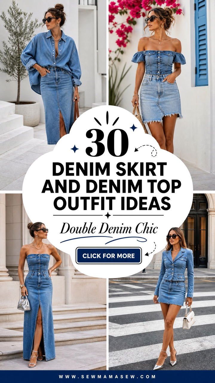 30 Denim Skirt and Denim Top Outfit Ideas for Chic Looks - 30 Denim Skirt and Denim Top Outfit Ideas for Chic Looks