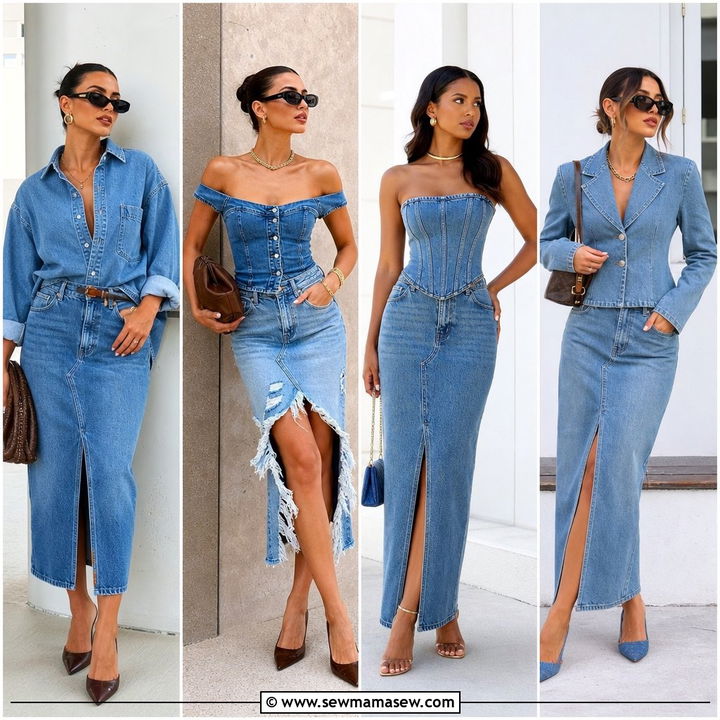 30 Denim Skirt and Denim Top Outfit Ideas for Chic Looks